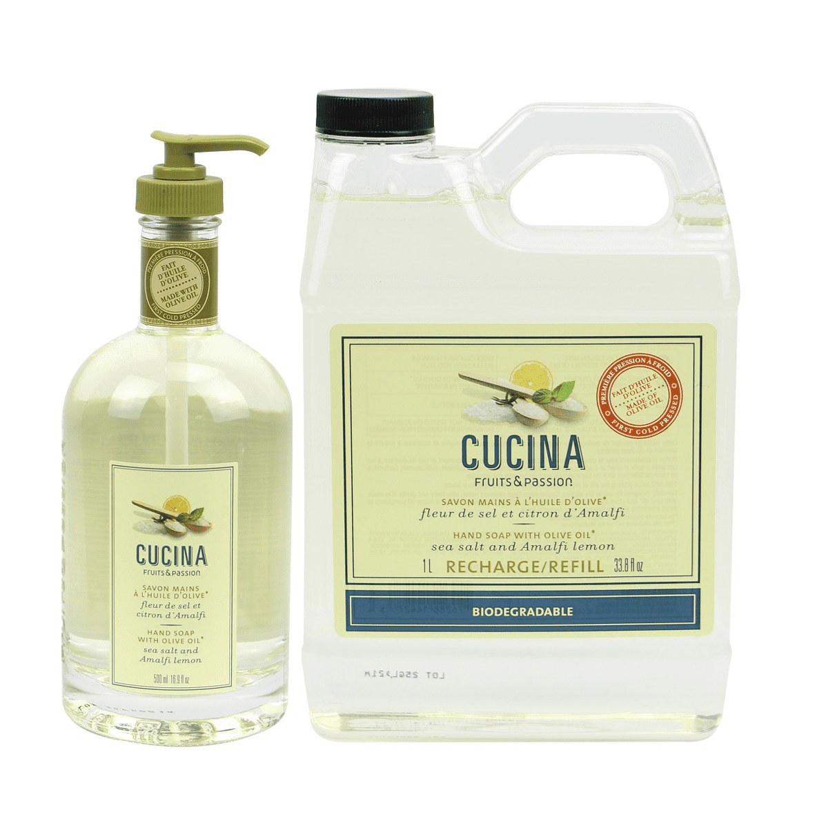 Fruits & Passion Cucina Sea Salt and Amalfi Hand Soap 1L and 500 ml