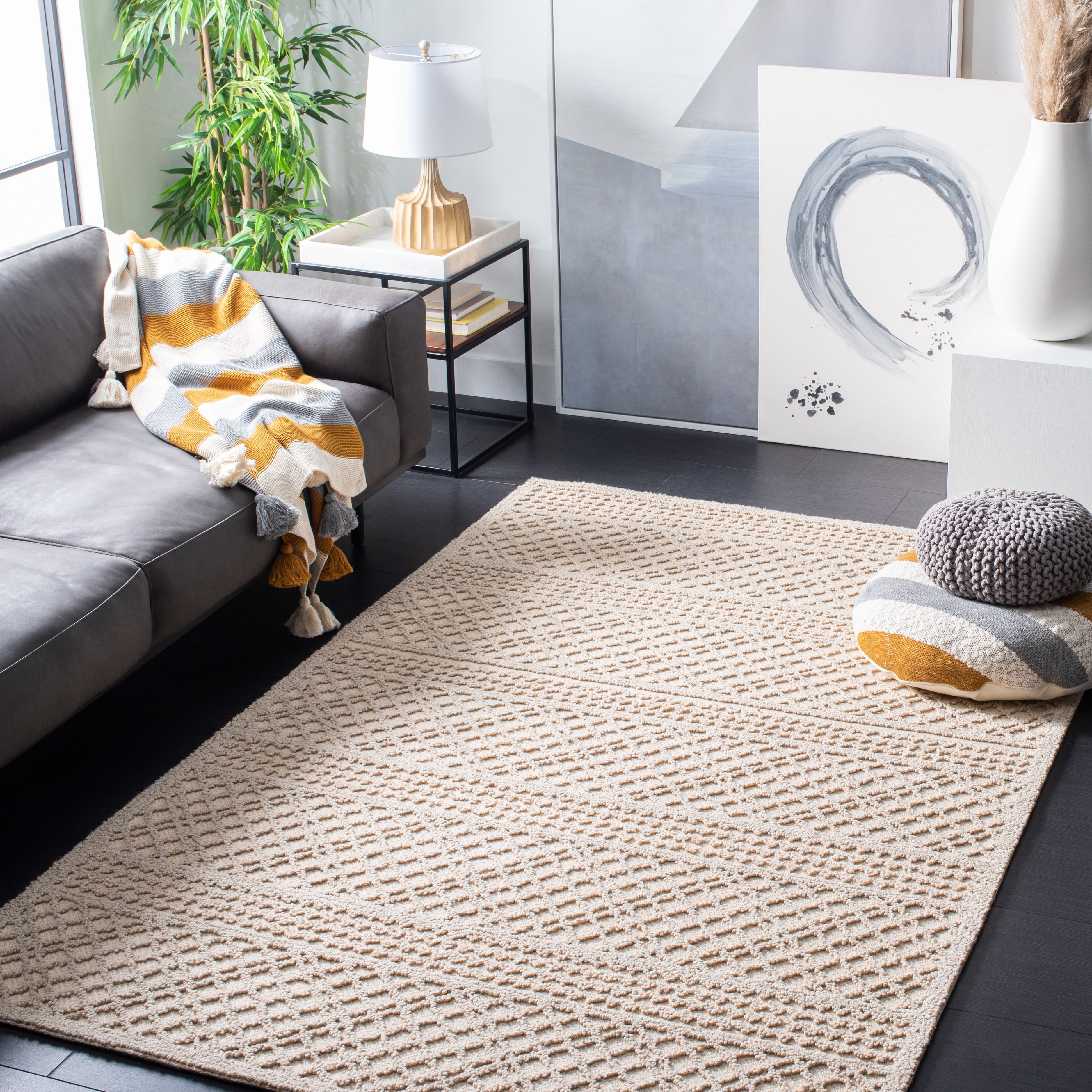 SAFAVIEH Trace Galen Geometric Area Rug, Ivory, 5' x 8'