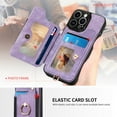 thumbnail image 5 of SaniMore for iPhone 14 Pro Wallet Case, [RFID Blocking] Elastic Card Slot Vehicle Magnetic PU Leather Ring Holder & Lanyard Stand Money Pocket Protective Cover for iPhone 14 Pro, Purple, 5 of 12