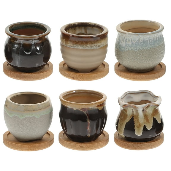 FONDOTIN Succulent Pot Round 6Pcs 2.28X2.28X2.04in