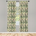 thumbnail image 2 of Ambesonne Wild Nature Curtains, Digital Jungle Artwork, Pair of 28"x95", Emerald Pale Green and Blush, 2 of 4