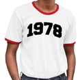 thumbnail image 2 of 1978 College Style Ringer Tee Shirt Unisex Medium White/Red, 2 of 5