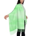 thumbnail image 3 of Women's Fashion Tassel Scarf, Green Watercolor Background Long Shawl, Lightweight and Warm, 3 of 9