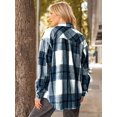 thumbnail image 4 of HSHDLDF Womens Casual Plaid Shacket Button Down Long Sleeve Shirt, 4 of 6