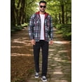 thumbnail image 2 of DARING DIVA Shirt Jacket Drawstring Hooded Plaid Shacket L Red Gray, 2 of 7