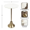 thumbnail image 5 of Kate and Laurel Sanzo Modern Round Side Table, 14 x 14 x 24, White Marble and Antique Brass, Decorative Circle End Table with Scalloped Marble Tabletop for Indoor Plant Stand or Bedroom Nightstand, 5 of 8