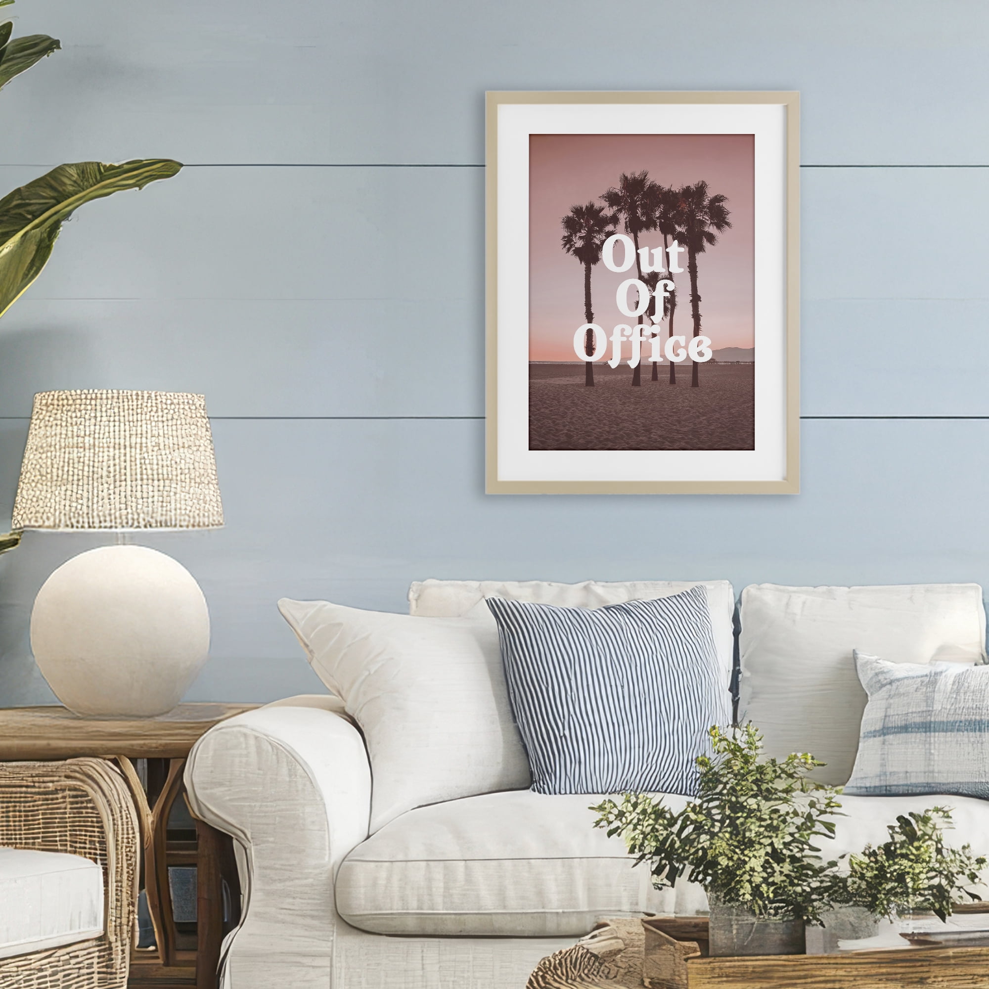 Stupell Industries Pink Tropical Out Of Office Birch Framed Print Under Glass, design by Lil' Rue