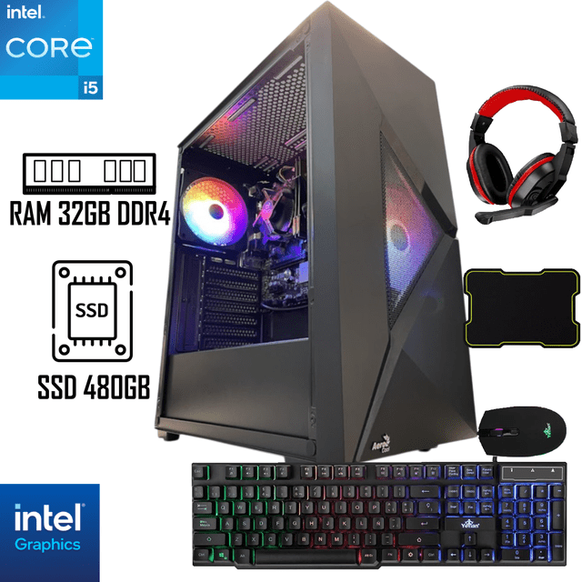PC gamer i5 12400 Intel SSD 480GB RAM 32GB Kit gamer