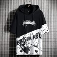 thumbnail image 2 of VNKIDY Mens T-Shirt Oversized Short Sleeve Hoodie Paint Splash Print Letter Graphic Loose Fit Pullover For Casual Daily Streetwear Fashionable Top, 2 of 3