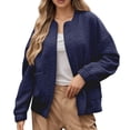 thumbnail image 2 of Bomber Jackets for Women 2025 Fall Long Sleeve Jacquard Lightweight Zip Up Casual Jackets Coat with Pockets Outerwear, 2 of 6