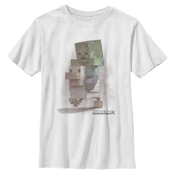 Boys Minecraft Chicken Jockey Sketch T Shirt