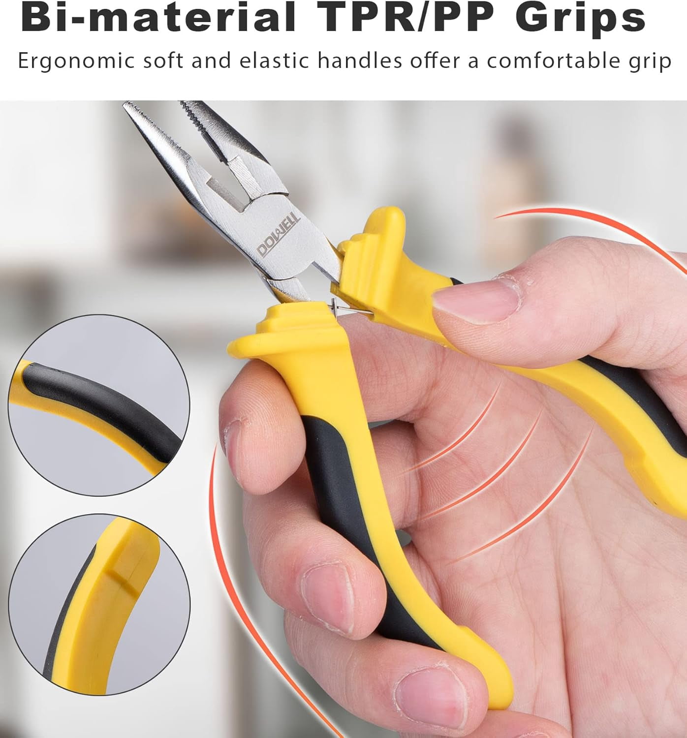 DOWELL 6-Piece Mini Pliers Set, Needle/Diagonal Long/Bent Nose End Cutting and Linesman for Making Crafts Repairing Electronic Devices with Pouch