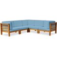 thumbnail image 2 of Oana 5-Seater V-Shaped Sectional Sofa Set with Cushion Teak/Blue, 2 of 19