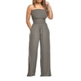 thumbnail image 3 of MSJUHEG Wide Leg Jumpsuits for Women,One Piece Jumpsuits for Women,Beach Outfits for Women,Petite Jumpsuits for Women,Off The Shoulder Wide Leg Jumpsuit,Jumpsuit Scrubs for Women Gray XL, 3 of 3