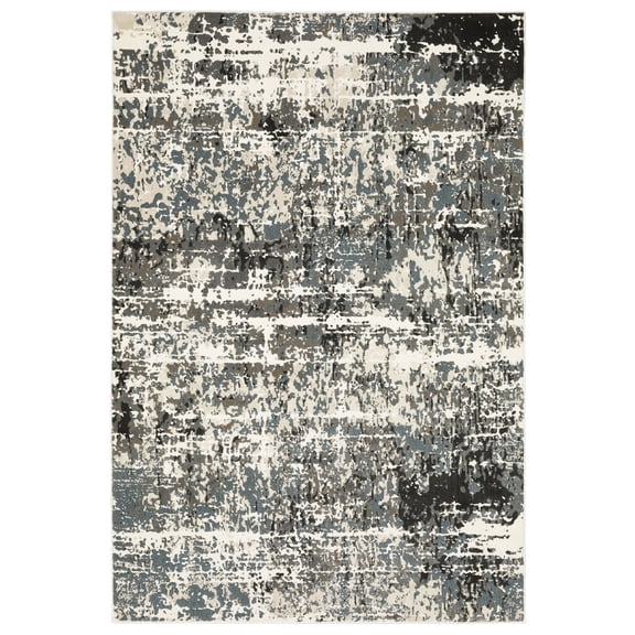 Woven Trends Marvel - RAY10 - Modern Style, Abstract Pattern, Pet & Family Friendly, Living Room, Dining Room, Office, Low Pile Polyester Area Rug in Ivory - 6' x 9'