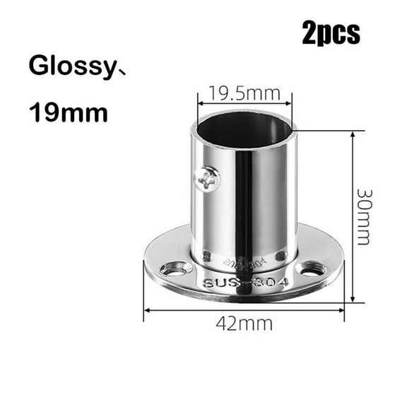 2pcs 19/22/25/32mm Stainless Steel Pipe Bracket Tube Support Flange Seat For Wardrobe Hanging Rail Rod Pole Socket End Holder