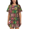 thumbnail image 1 of Fotbe Ho Ho Ho Merry Christmas Conjunto de Pijama Estampado para Mujer, 2 Piezas, Ropa de Dormir con Camiseta de Manga Corta y Shorts Suaves-XX-Large, 1 of 6