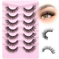 thumbnail image 3 of Wispy Lashes False Eyelashes Clear Band Cat Eye Lashes Natural Look 15MM Fake Eyelashes Pack Pestañas Postizas Naturales Wispy D Curvature Lashes, 7 Pairs, 3 of 15