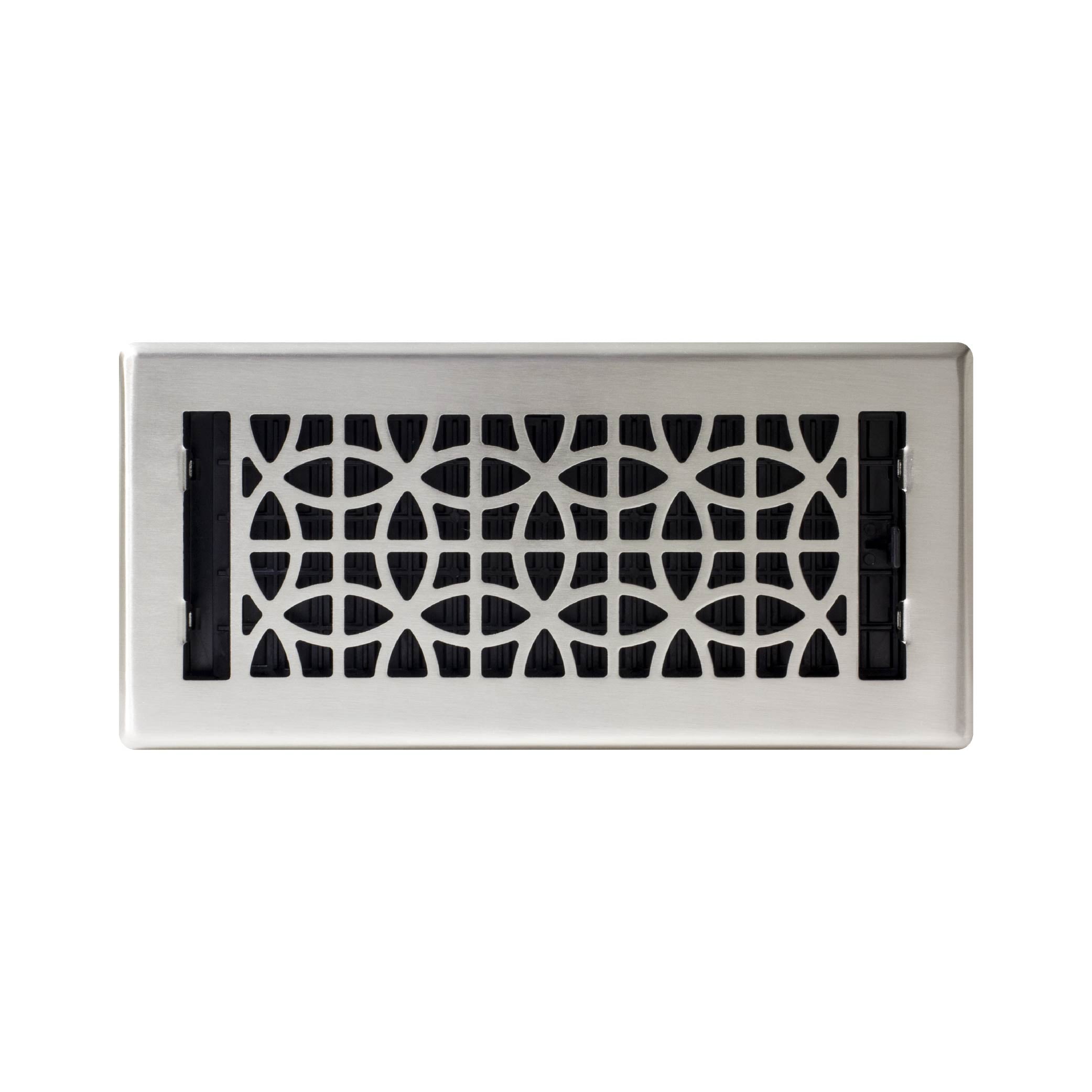 Decor Grates (4-Pack) 4x10 Eclipse Floor Register Vent Cover, Adjustable Airflow Control, Brushed Nickel (ECH410-NKL)