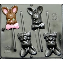 880  Bunny with Bow Lollipop Chocolate Candy Mold