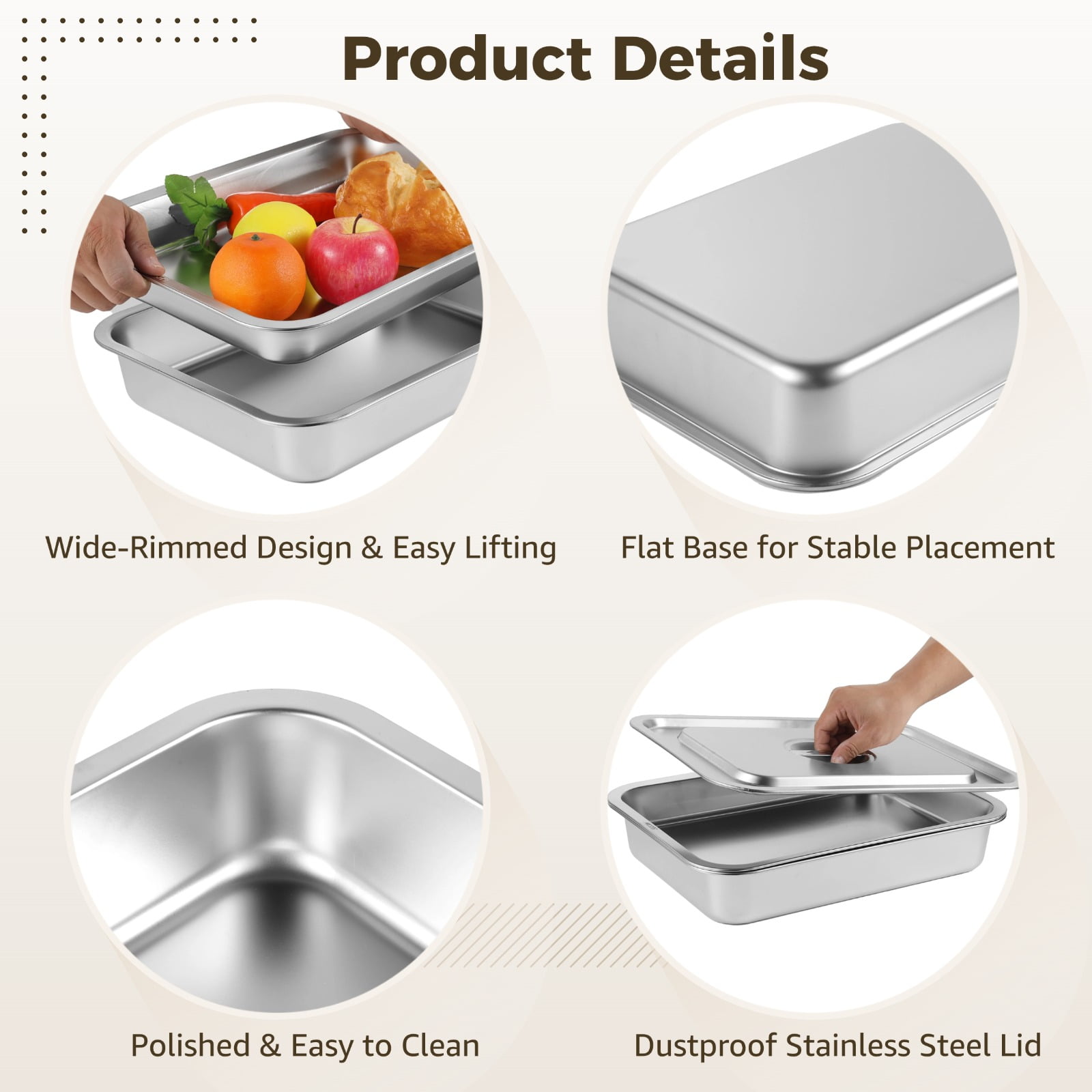 3 Pcs Grilling Prep And Serve Tray Set, Includes a Stainless Steel Marinade Container with Lid, a Rectangular Food Prep Tray, and a Acacia Cutting Board, Perfect BBQ Grill Accessories