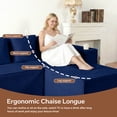 thumbnail image 6 of Modern Right Chaise Lounge Chair, Blue Boneless Corduroy Couch with Right Ottoman for Small Spaces, Compact Apartments, or Living Rooms, No Assembly Required, 6 of 10