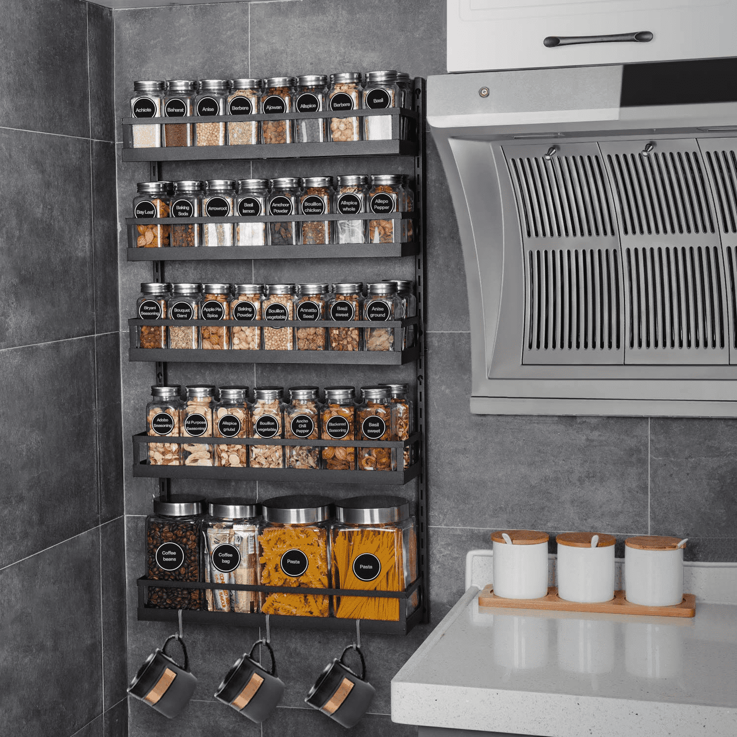  Mystozer Spice Rack Organizer Wall Mount, Hanging Spice Pantry  Storage Shelf Organization, Set of 6 Space Saver Seasoning Racks for  Kitchen Cabinet, Door or Pantry, Black : Home & Kitchen