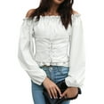 thumbnail image 3 of STARVNC Women Off Shoulder Long Sleeve Laced-Up Corset Blouse, 3 of 5