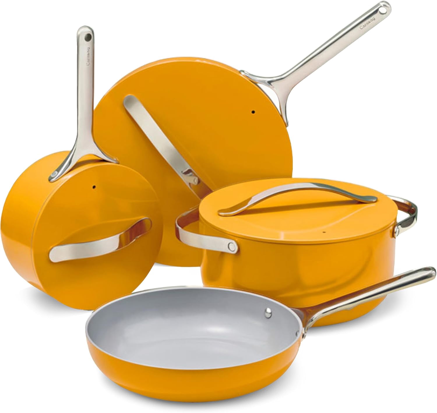 Caraway Ceramic Non-Stick Pots & Pans Cookware Set, 12- Piece, Marigold