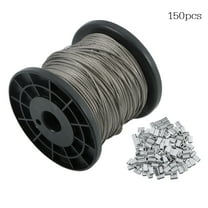 findmall 7×7 368lbs,304 Stainless Steel,1/16 Wire Rope,328FT with 150Pcs Crimping Sleeves