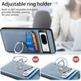thumbnail image 5 of Phone Case for Google Pixel 8 5G Wallet Cover with Tempered Glass Screen Protector and Slim Ring Stand Credit Card Holder Magnetic Leather Cell Accessories Pixel8 Pixle Eight Women Men Blue, 5 of 7