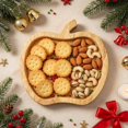 thumbnail image 5 of Christmas Wooden Snack Tray, Apple Shaped Charcuterie Board, Natural Wood Serving Platter, Festive Multi Compartment Tray For Cookies, Candy, Nuts, Holiday Tabletop Decor For Christmas Party, 5 of 6
