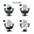 thumbnail image 4 of Floral Office Chair Slipcover, Top View of High Detailed Flower Silhouettes, Protective Stretch Decorative Fabric Cover, Standard Size, White Ceil Blue Indigo, by Ambesonne, 4 of 5