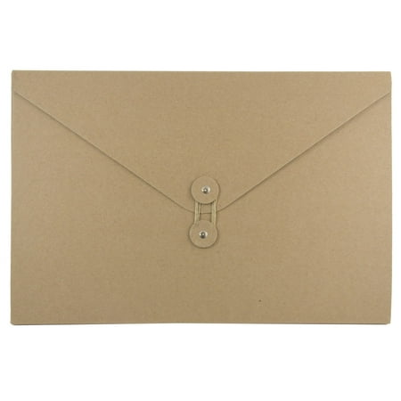 UPC: 0610074235279 | JAM Kraft Portfolio with Button and String Tie Closure  Large  9 1/4 x 14 x 3/8  Natural Recycled  Sold Individually