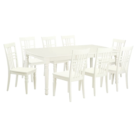 East West Furniture 5  PC  Kitchen  Tables  and  chair  set  with  a  Dining  Table  and  8  Kitchen  Chairs  in  Linen  White