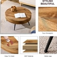 thumbnail image 6 of SUDICA 31.5 in Round Coffee Table, Rustic Wood Grain Finish with Black Metal Legs for Living Room, 6 of 10