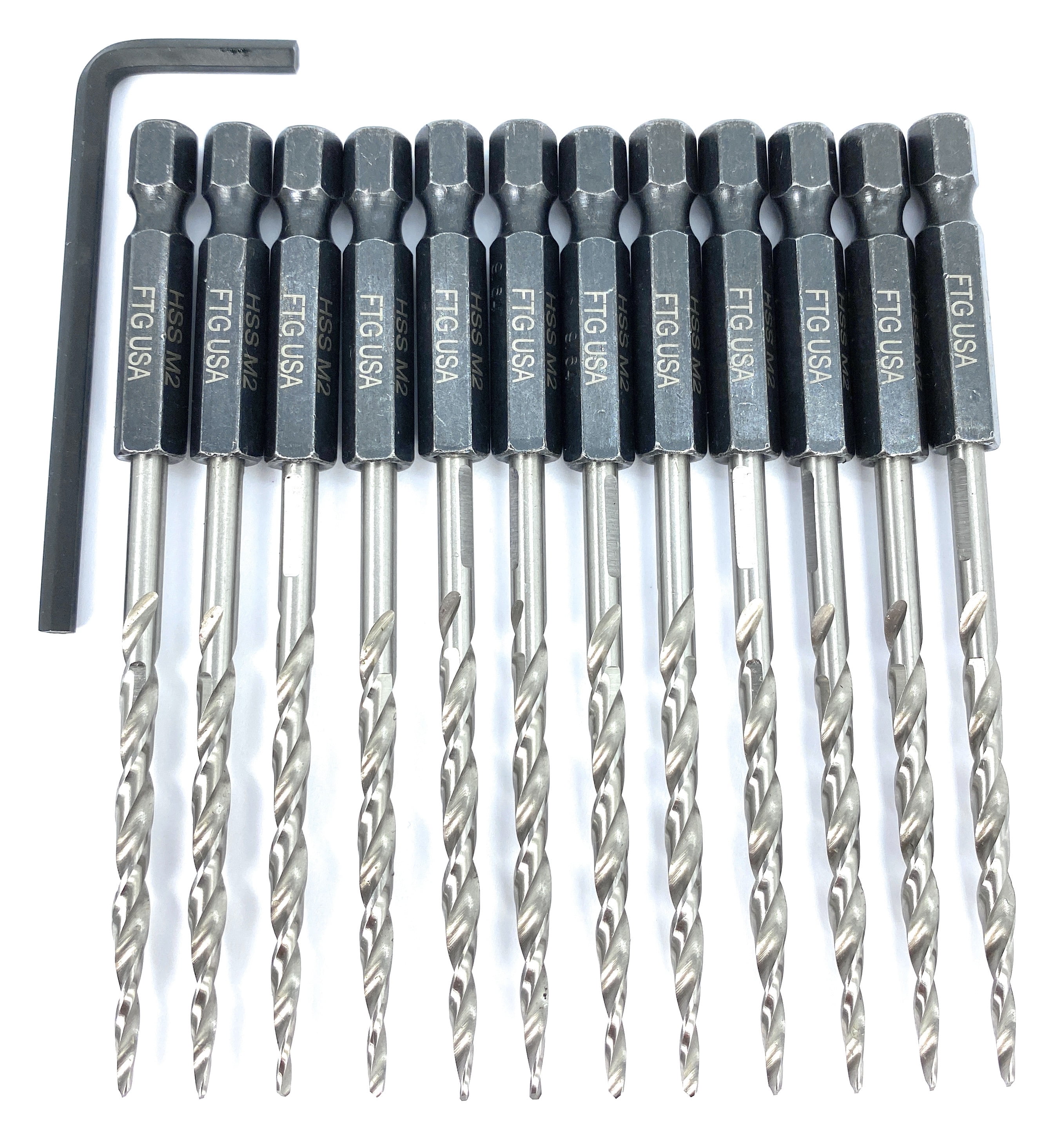 FTG USA Replacement Tapered Countersink Drill Bit Set 12 Pc Bit (#6) 9/64"