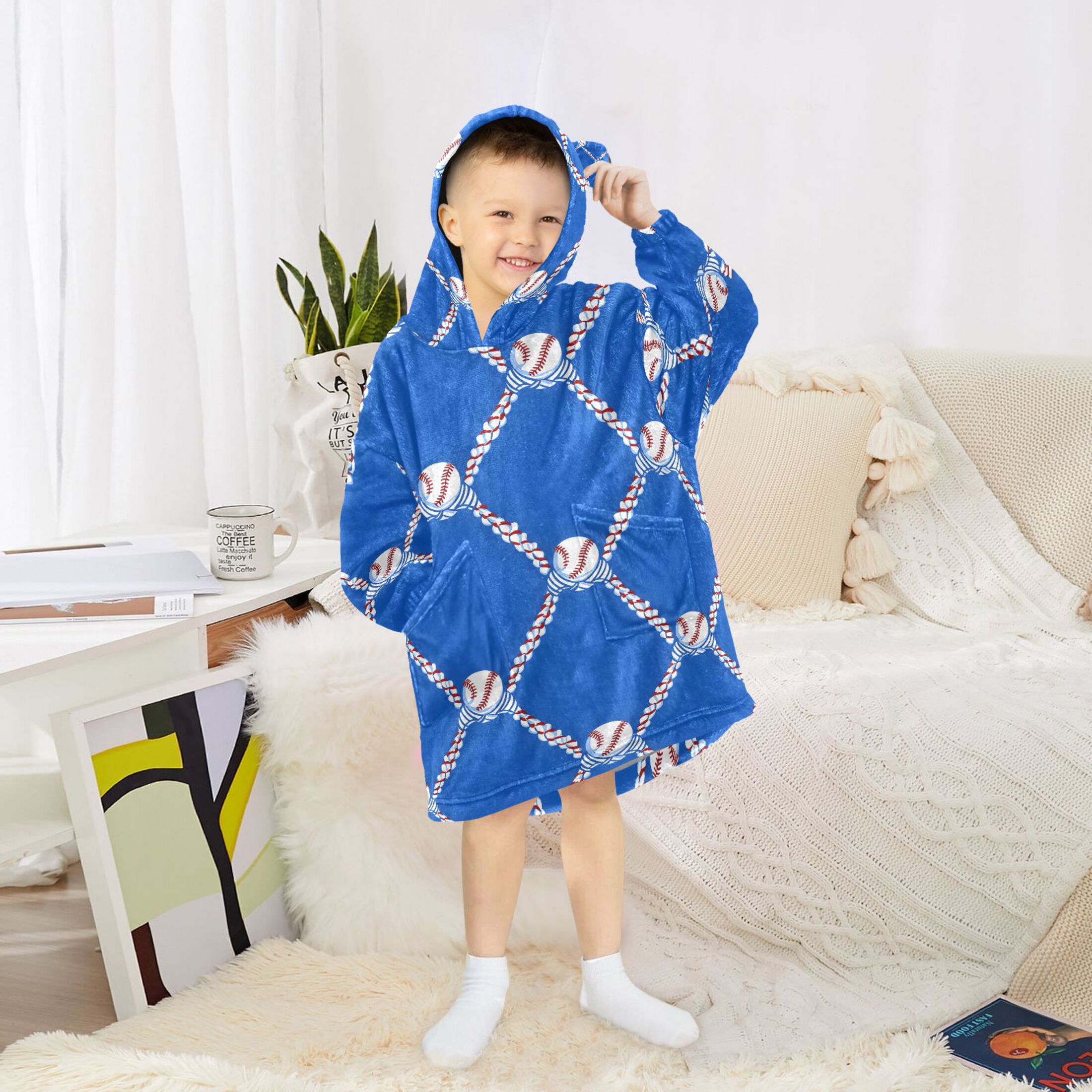 joogoo Blanket Hoodie for Baseball Oversize Sweatshirt 3-14 YR L