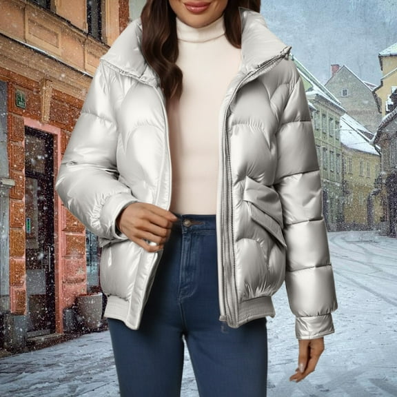 Pyhlmscde Women's Casual Mid Waisted Thick Warm Cotton Down Jacket, Winter Coats for Women, Puffer Jacket Womens, Winter Clothing for Women