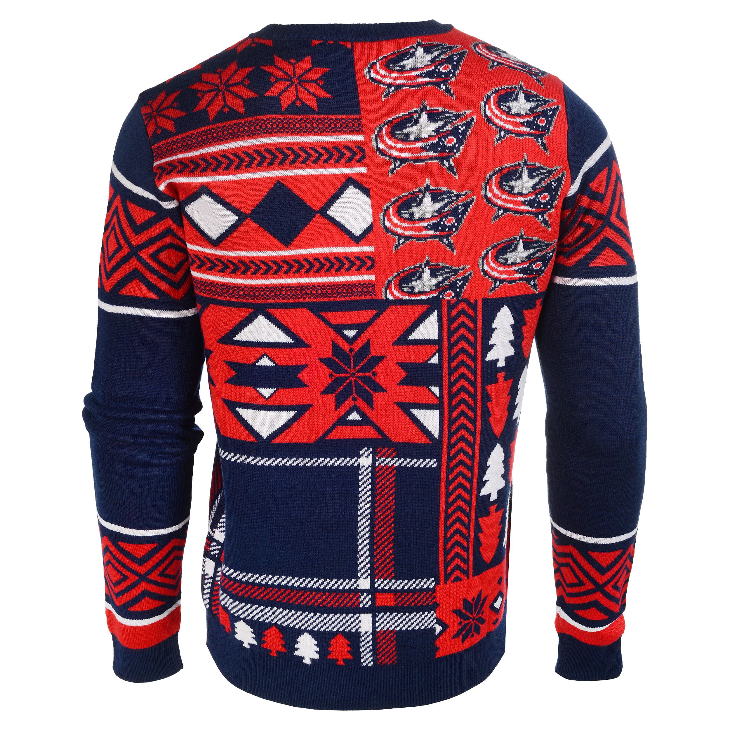 Columbus Blue Jackets Patches Ugly Sweater (Navy) - Walmart.com