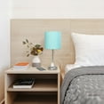 thumbnail image 5 of Creekwood Home 19.5" Brushed Steel Table Lamp with Charging Outlet, Aqua Shade & LED Bulb, 5 of 6