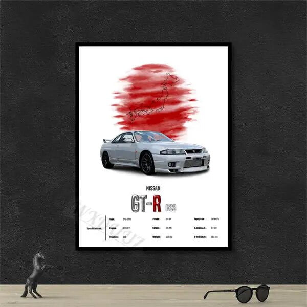 GTR-pintura en lienzo de diseño moderno para decoración del hogar, carteles impresos de coches famosos de coches deportivos de lujo, arte de sala de estar, imágenes de decoración de pared, regalos