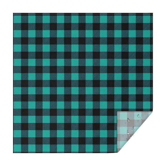 Blue and Black Checkered Pattern Square Tablecloth, Waterproof Wipeable Spillproof Washable Table Cover for Home Kitchen Party and Daily Decor 42"x42"