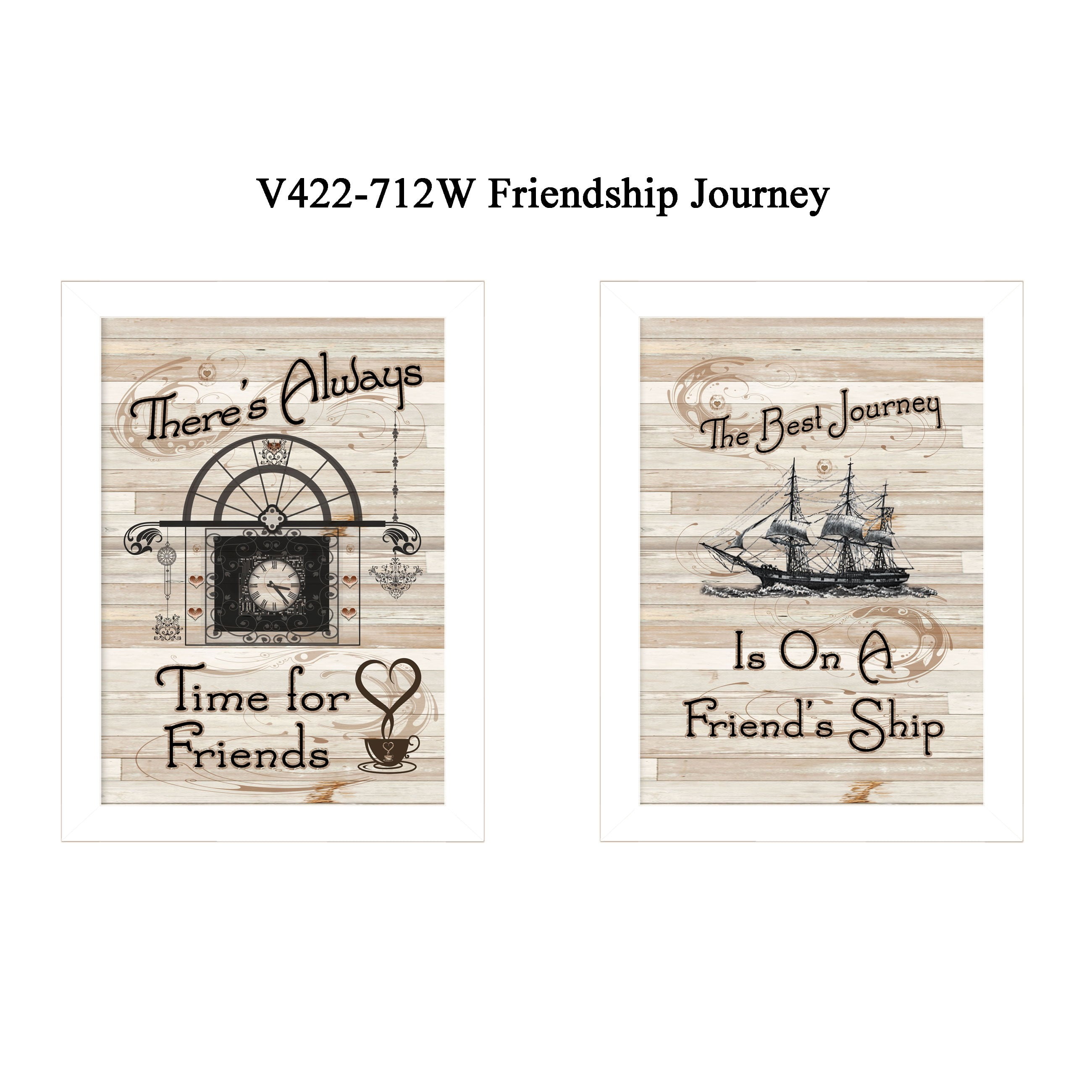 Earthtone Trendy Decor4U Friendship Journey 2-Piece Vignette by Millwork Engineering Framed Prints