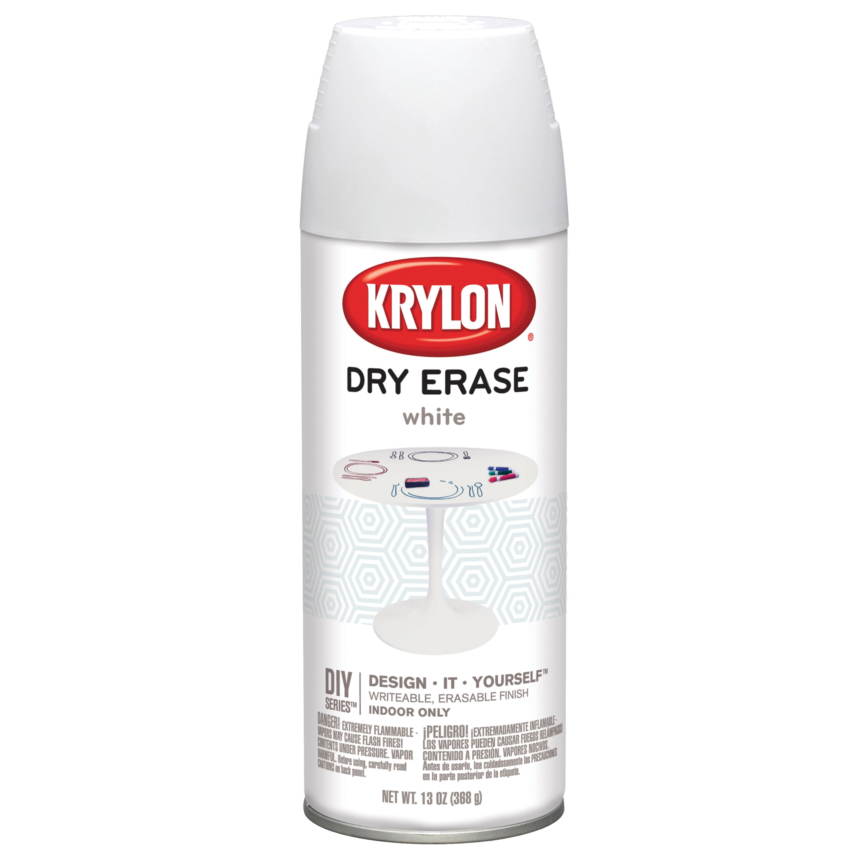 Krylon Dry Erase Spray Paint, 12 oz., White