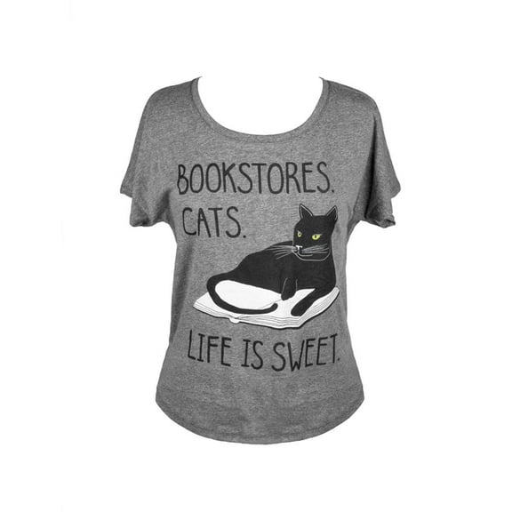 Bookstore Cats Women's Relaxed Fit T-Shirt X-Large, (Other)