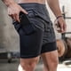 thumbnail image 2 of Pantalones cortos de camuflaje para correr para hombre, pantalones cortos deportivos para gimnasio 2 en 1, pantalones cortos de secado rápido para entrenamiento, gimnasio, Fitness, Jogging, pantalones cortos de verano para hombre Tan Jianjun unisex, 2 of 2