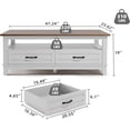 thumbnail image 2 of EastVita 47inch Farmhouse Coffee Table with Drawers Rustic Coffee Table Wood Center Table Easy Assembly Living Room Table for Office Parlor Reading Room - White, 2 of 7