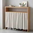 thumbnail image 6 of Ticking Stripe Cabinet Curtains for Kitchen 35"W x 35"L, Minimalist Vertical Lines Beige Linen Texture Laundry Sink Cabinets Magic Tape Short Curtain Privacy Panel for Bathroom Vanity Cabinets, 6 of 9