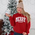 thumbnail image 3 of Women's Christmas Sequined Long Sleeve Shirt Christmas Sweater Patchwork Crew Neck Pullover Top, 3 of 8
